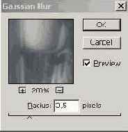 Диалоговое окно фильтра Gaussian Blur